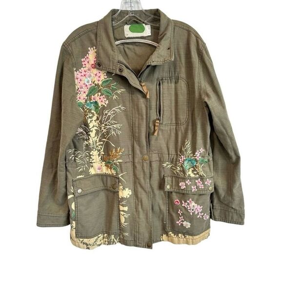 Anthropologie Jackets & Blazers - Anthropologie Anorak Embellished Floral Jacket Long Sleeve Boho Women Small